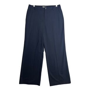 Nic+Zoe Wide Leg Trousers Sz 10 Navy Blue Flat Front Workwear Classic Career NWT